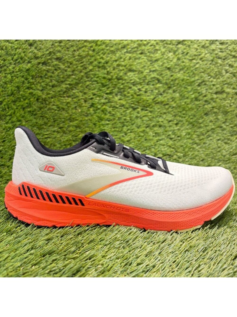 Brooks Launch GTS 10 Womens Size 9.5 White Orange Running Walking Shoes Sneakers